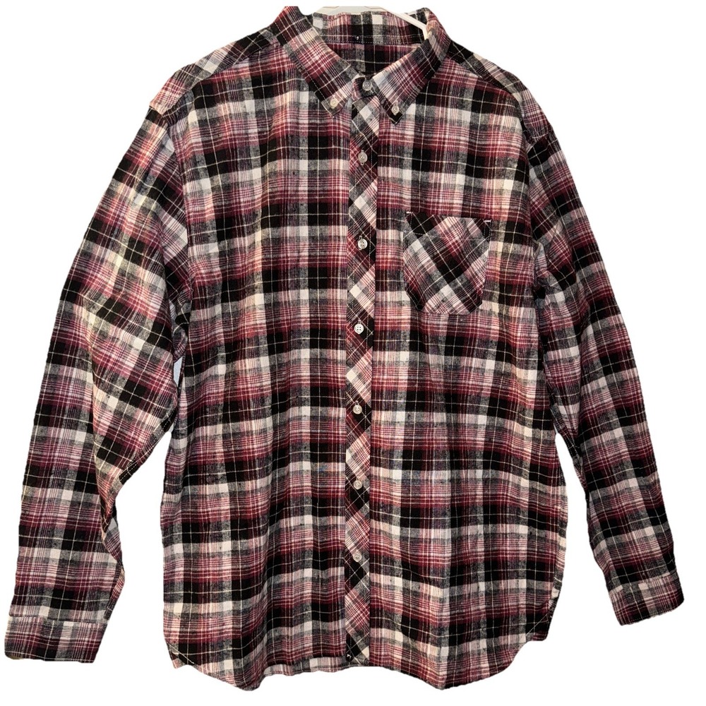 RQQBA Flannel Shirt Button Down Soft Red Black White Cabincore Men's Sz XL NWOT